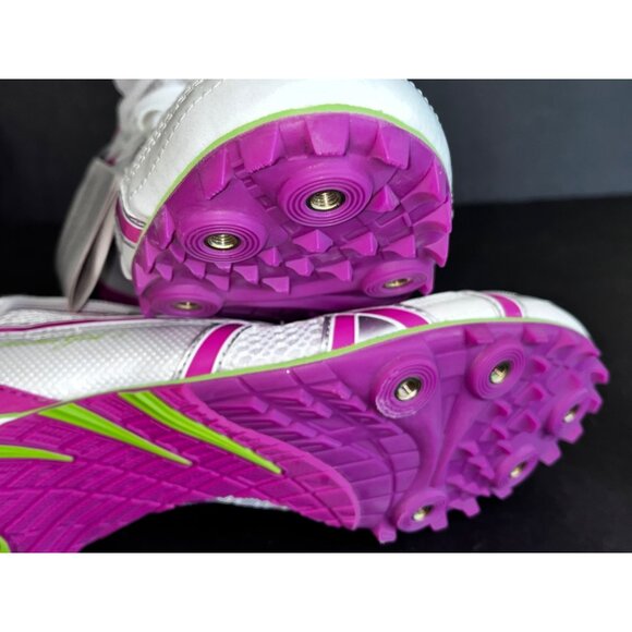 ASICS Womens Hyper-Rocketgirl 5 Track Shoes 9.5 White/Fuschia/Apple Green - Picture 7 of 8